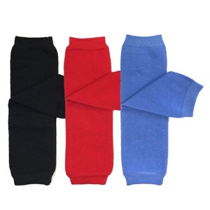 Wrapables Solid Colored Baby Leg Warmers (Set of 3), Black, Blue, Red - 1 of 4