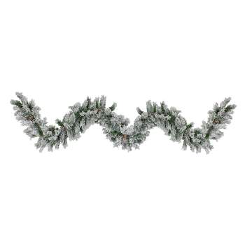 Northlight 9' x 10" Unlit Flocked Angel Pine with Pine Cones Artificial Christmas Garland