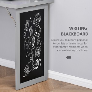 Vynxaria Convertible Wall Desk with Blackboard Shelf Fold-out Writing Table Grey Multi-Function Workstation for Home Office - 1 of 4