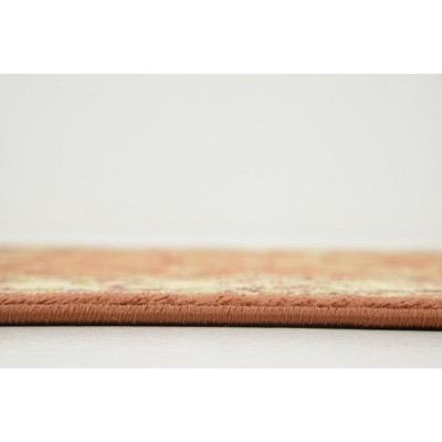Terracotta & Ivory Easy-Care Rectangular Synthetic Rug