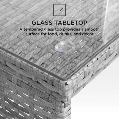 Gray 4-Piece Outdoor Wicker Patio Conversation Set with Cushions and Glass Table