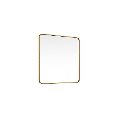 Brass Finish Square Metal Wall Mirror 30x30 Inch