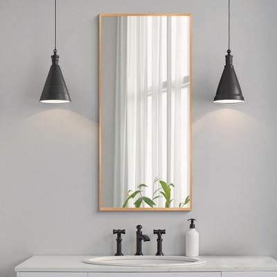 Lirago 47" x 22" Rectangle Hanging Bathroom Mirror with Gold Scratch-Resistant Aluminum Alloy Frame