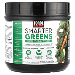 Force Factor Smarter Greens™, Superfood Powder, Unflavored, 14.8 oz (420 g) - 1 of 3