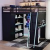 Polibi Full Size Loft Bed with Wardrobe, Desk, Blackout Curtains & RGB App-Controlled Lights - 3 of 4