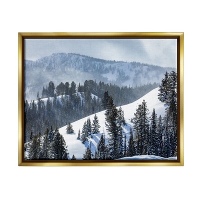 Stupell Industries Quiet Snowy Mountain Slopes Scattered Fir Trees Floater Canvas Wall Art