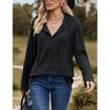 Women Casual Hoodie Long Sleeves Fashion Pullover Shirt Loose Fit V Neck Drawstring Tunic Winter Tops Comfy Shirts - 3 of 4