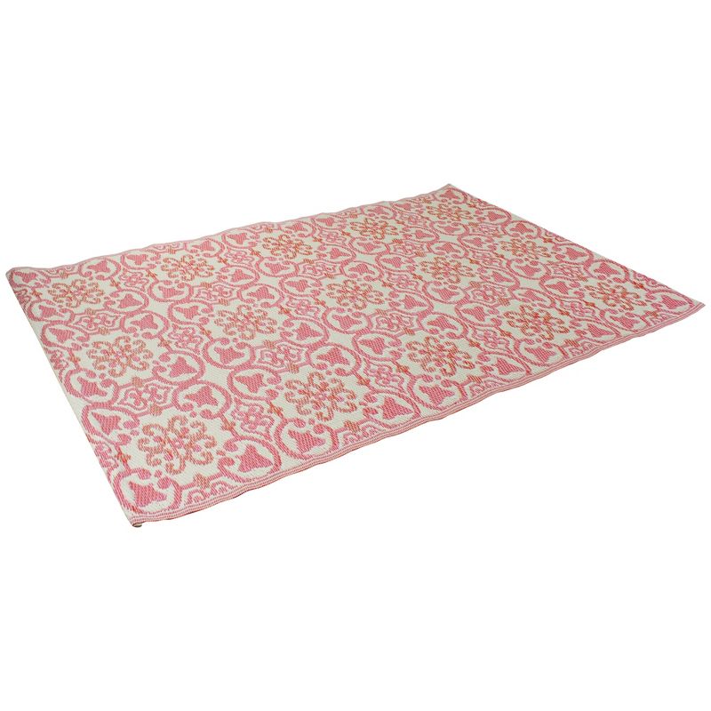 Northlight 4' x 6' Pink and Cream Floral Design Rectangular Outdoor Area Rug, 3 of 5