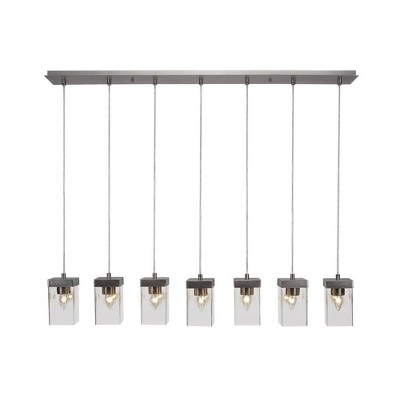 Toltec Lighting Nouvelle 7 - Light Chandelier in  Graphite with 4" Square Clear Bubble Shade