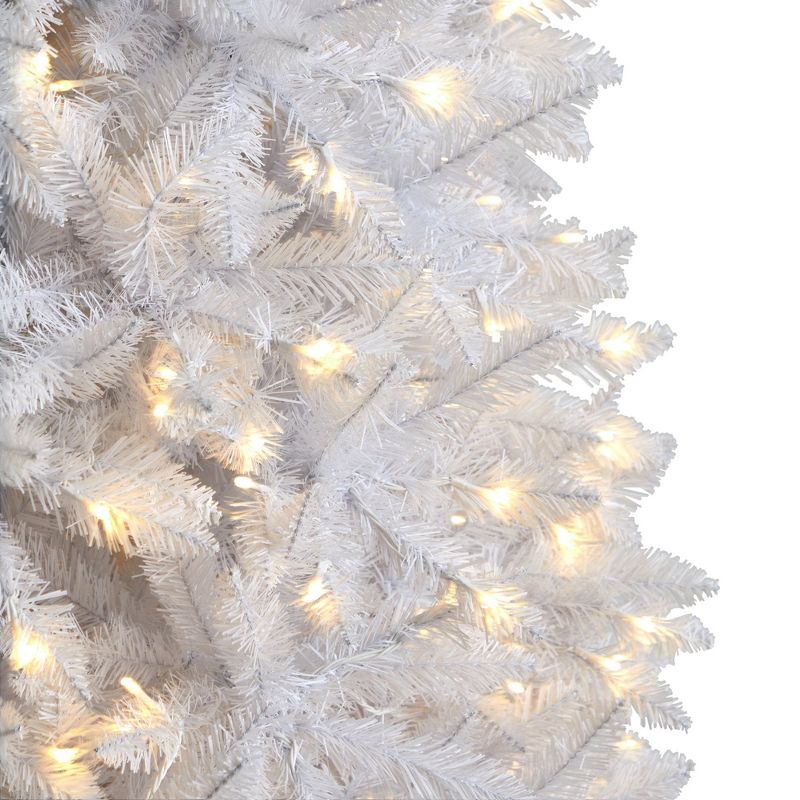 Nearly Natural 10-ft Slim White Artificial Christmas Tree with 800 Warm White LED Lights and 2420 Bendable Branches, 4 of 9