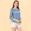 Allegra K Women's Vintage 3/4 Sleeve Boat Neck Ruffled Dots Print Blouse - 2 of 4