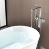 Cobbe Floor Mounted Bathtub Faucet with Swivel Spout Handheld Shower and 59-Inch Hose Brushed Nickel Standing Shower Faucet Set - 3 of 4