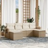 vidaXL 6 Piece Patio Sofa Set with Cushions - Beige and Cream - 2 of 4