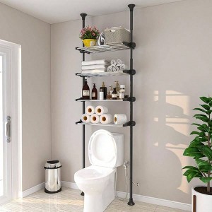 4 - Tier Over Toilet Storage Shelf Heavy Duty Metal Shelves Above Behind Toilet Laundry Space - Saving for Small Rooms No Drill - 1 of 4