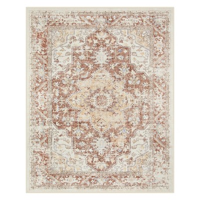 Lahome  Large Floral Border Contrast Short Pile Velvet Rectangular Indoor Area Rug
