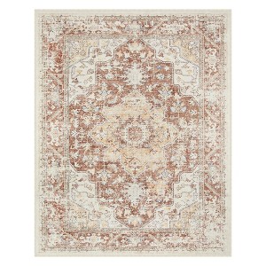Lahome  Large Floral Border Contrast Short Pile Velvet Rectangular Indoor Area Rug - 1 of 4