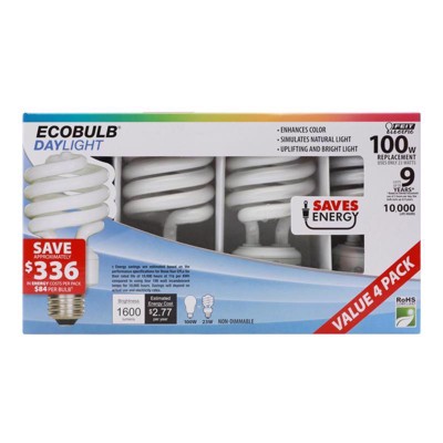 Feit Electric 23 W 2.35 in. D X 4.8 in. L CFL Bulb Daylight Spiral 6500 K 4 pk