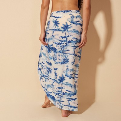 Shade & Shore Women's Sarong Cover Up Bottom - Shade & Shore™ Blue/White S/M — фото 3
