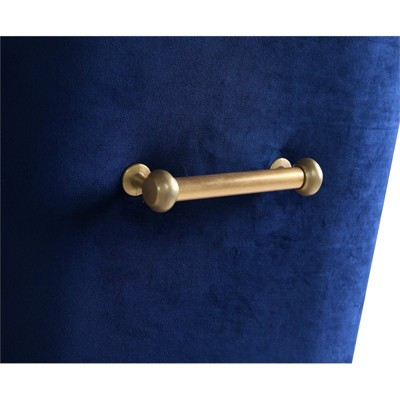 Navy Velvet Upholstered Side Chair with Gold Tapered Legs