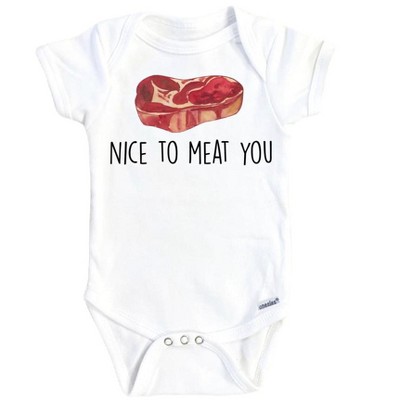 Meat You Bbq Onesie® Baby Boy Girl Clothes Infant Bodysuit Funny Cute Newborn GS1