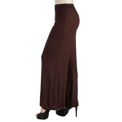 Womens Comfortable Solid Color Palazzo Pants-brown-1x : Target