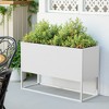 Lirago White Metal Planter Box privacy screen Garden Bed with Trellis and Wheels 15.75"Dx47.24"Lx47.24"H - 2 of 4