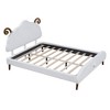 Full Size Upholstered Platform Bed with Sheep-Shaped Headboard, White - 3 of 4