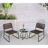 GlasFlength Patio Seating Sets 3 PCS PE Rattan Furniture with Steel Frame Round Table Outdoor Set for Patio Garden, Multicolored, 25.4"*21.85"*29.33" - 2 of 4