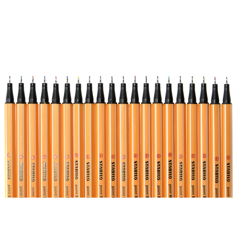 Stabilo Point 88 Fineliner Pens, 0.4 mm - 20-Color Plastic Case Set  Colorparade Set Single 