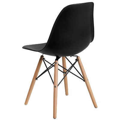 Black Plastic Side Chair with Wooden Legs