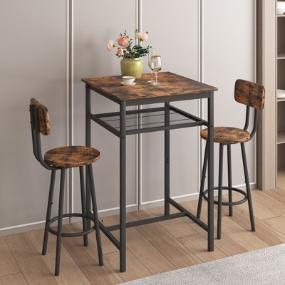 NicBex Dining Table Set for 2 Kitchen Table Bar Table Equipped with 2 Bar Stools with Backrest and Partition