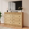 6 Drawer Dresser for Bedroom, Wooden Fluted Chest of Drawers, Modern Oak Storage Organizer for Living Room, Hallway, Entryway - 4 of 4
