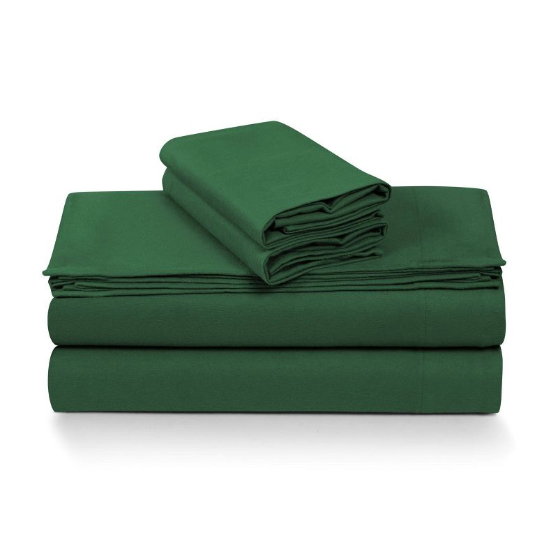 Tribeca Living Queen 6 oz Cotton German Flannel Deep Pocket Sheet Set Emerald Green, 2 of 4