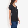 Anna-Kaci Women's Summer Solid Color Round Neck Decorative Button Short Sleeve Shirt Tops - image 4 of 4