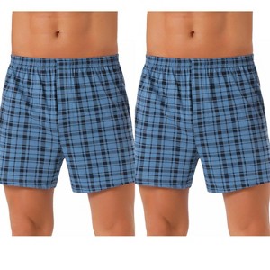 INSPIRE CHIC Men's 2 Pack Classic Elastic Waistband Plaid Pattern Boxer Shorts - 1 of 4