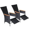 vidaXL 2-Piece Reclining Patio Chairs with Cushions - Weather-Resistant Poly Rattan Outdoor Seating in Black with Cream White Cushions - image 2 of 4