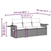 vidaXL Patio Sofa Set with Cushions - 3 Piece Black Poly Rattan Outdoor Furniture with Storage, Folding Side Table - 3 of 4