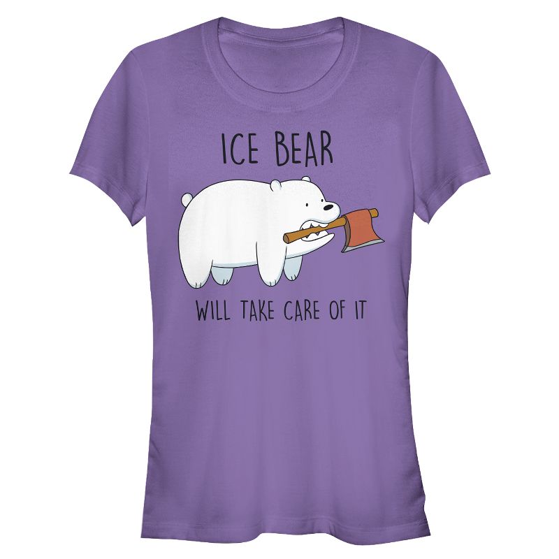 Juniors Womens We Bare Bears Ice Bear Will Take Care of It T-Shirt, 1 of 4