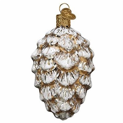 Old World Christmas Glass Blown Ornament for Christmas Tree, Vintage Ponderosa Pine Cone