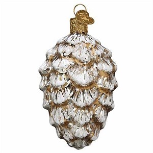 Old World Christmas Glass Blown Ornament for Christmas Tree, Vintage Ponderosa Pine Cone - 1 of 3