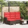 vidaXL Reclining Patio Sofa with Cushions L-shaped Brown Poly Rattan - 2 of 4