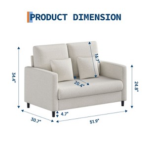 52-Inch Loveseat Sofa, Plush Teddy Fabric Small Couch for Small Spaces, Wood Frame Love Seat - 1 of 4
