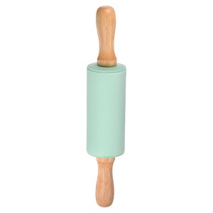 Unique Bargains Silicone Smooth Wooden Handle Non-Stick Kitchen Rolling Pin - 1 of 4