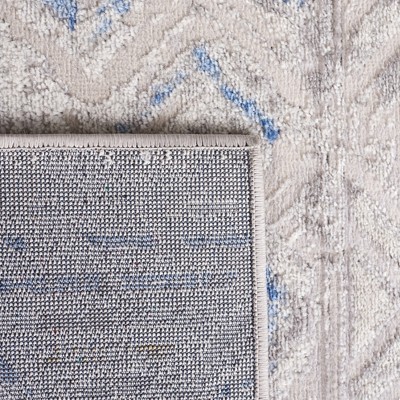 Beige and Light Blue Synthetic Square Area Rug