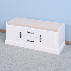 VYNXARIA Elegant Wooden Entryway Shoe Cabinet with Cushioned Bench and Storage - 1 of 4