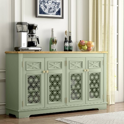 Festivo 57" Green Vintage Wood Buffet Sideboard Cabinet