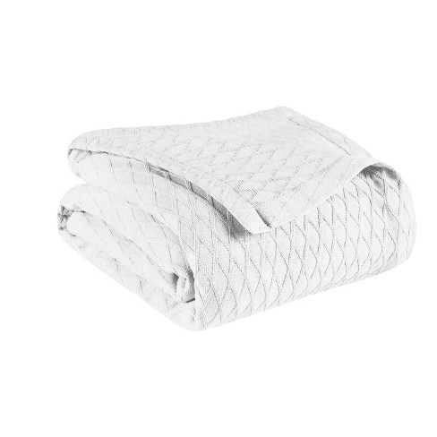 Diamond Weave All-season Bedding Cotton Blanket Bedding Set, Throw, White  By Blue Nile Mills : Target