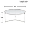 55 Downing Street Stefania Modern Metal Round Coffee Table 36" Wide Silver Glass Tabletop Clear Acrylic Legs for Living Room Bedroom Bedside Entryway - 4 of 4