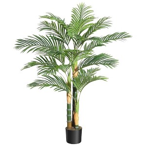 Whizmax 4/5FT Cane Palm Artificial Tree, Pre Potted Faux Greenry Plant for Indoor Outdoor Home Decor Office House Living Room - 1 of 4