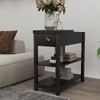 Lyngins Retro Narrow Side Table with Storage, 180° Open Storage Cabinet & Bottom Shelf, Flip Over Design End Table for Living Room, Bedroom Nightstand - 2 of 4